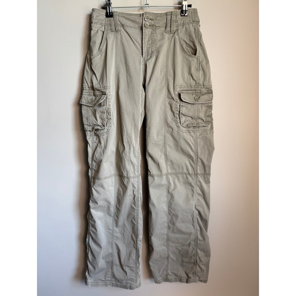Hollister Cargo Pants Womens W23 Greenish Gray Low-Rise Baggy Y2K Gorpcore